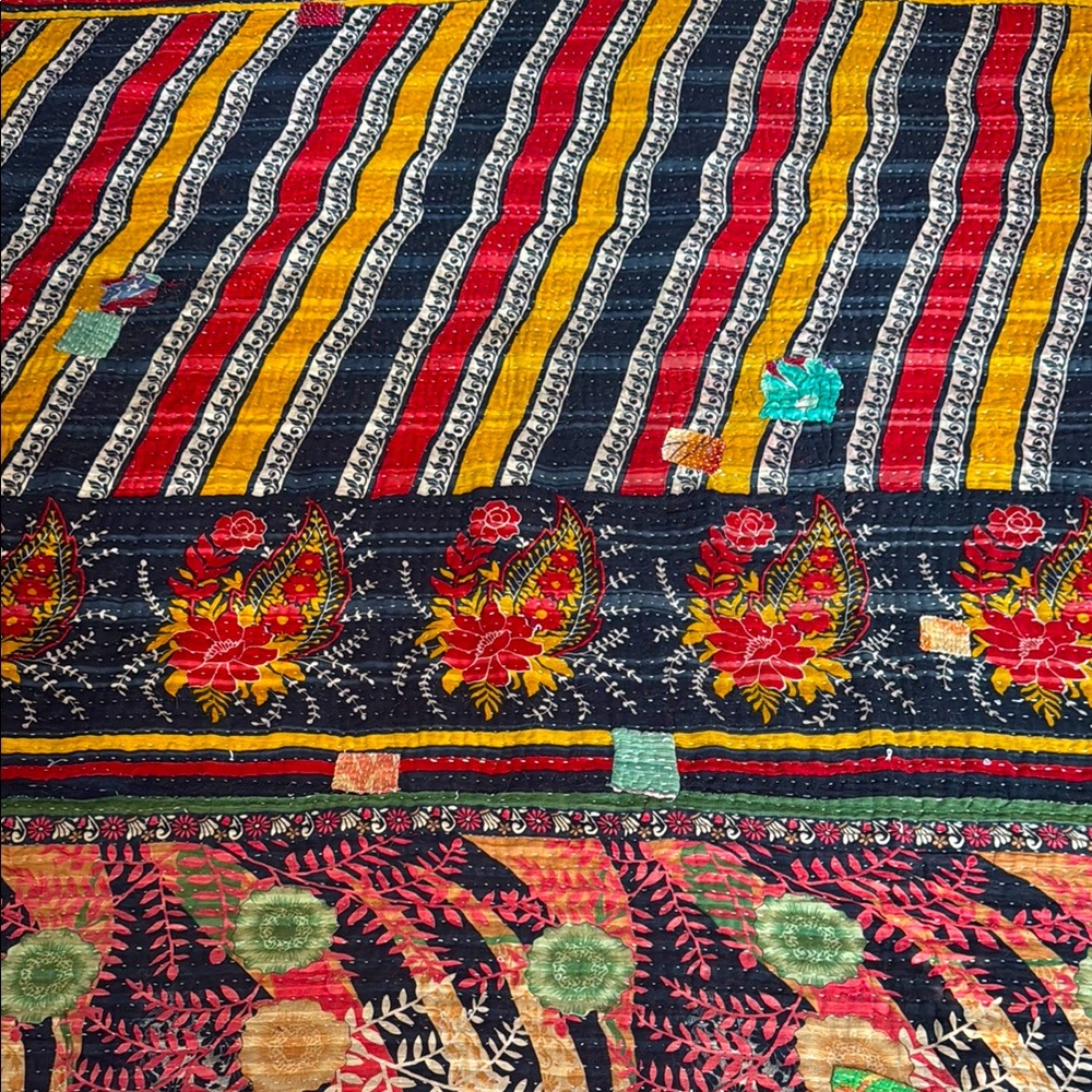 Vintage Kantha Quilt Bed spread throw blanket 57x88”